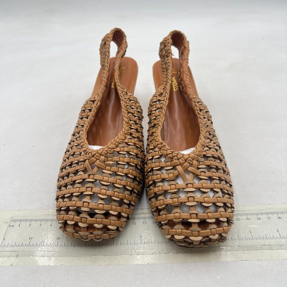 Wo Wagas Brown Slingback Strap Square Toe Pump Slip On Low Kitten Heels Sandals - Picture 3 of 8